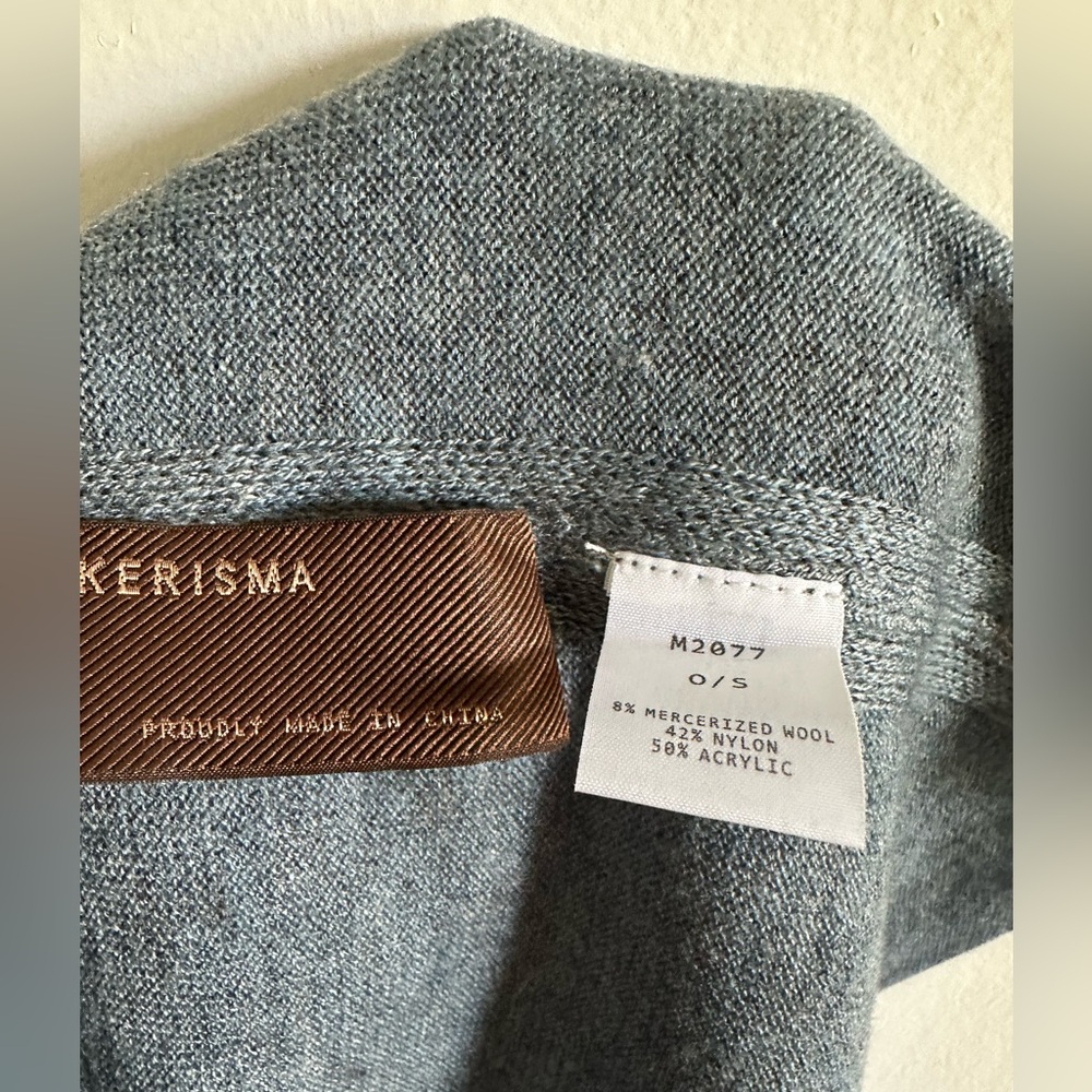 Kerisma Mercerized Wool Blend Teal Eden II Poncho OS EUC - Picture 4 of 5
